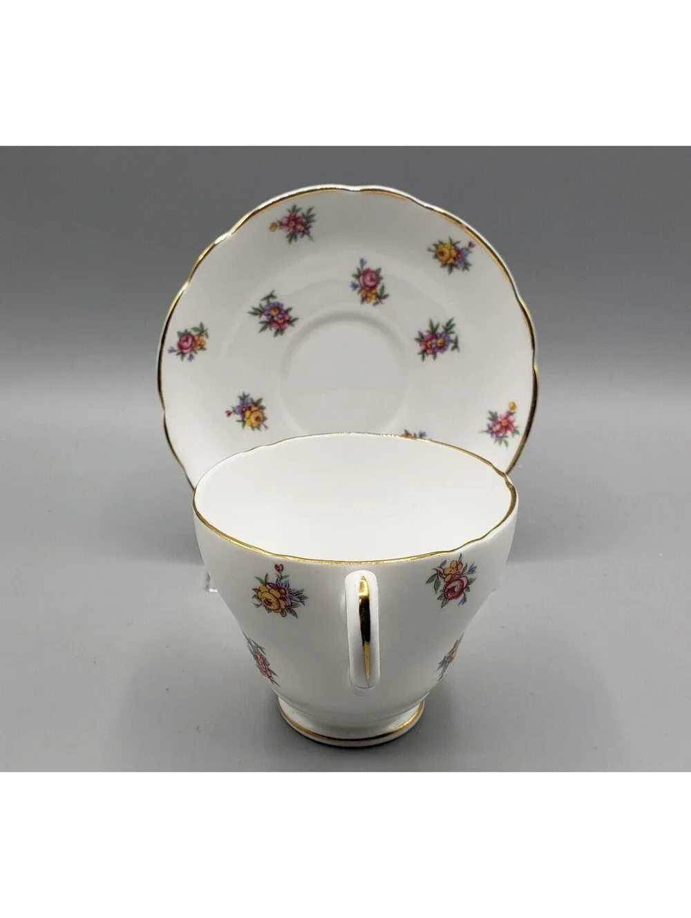 Vintage Regency Teacup & Saucer Petite Floral Bouquets Fine Bone China England